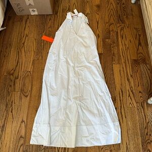 White Sleeveless Halter Maxi Dress